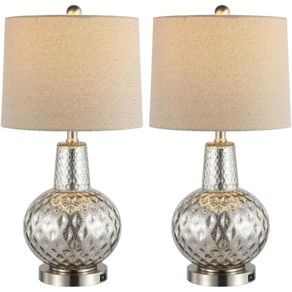 Home Office Room - 24-inch Silver/Ivory Shade LED Table Lamp