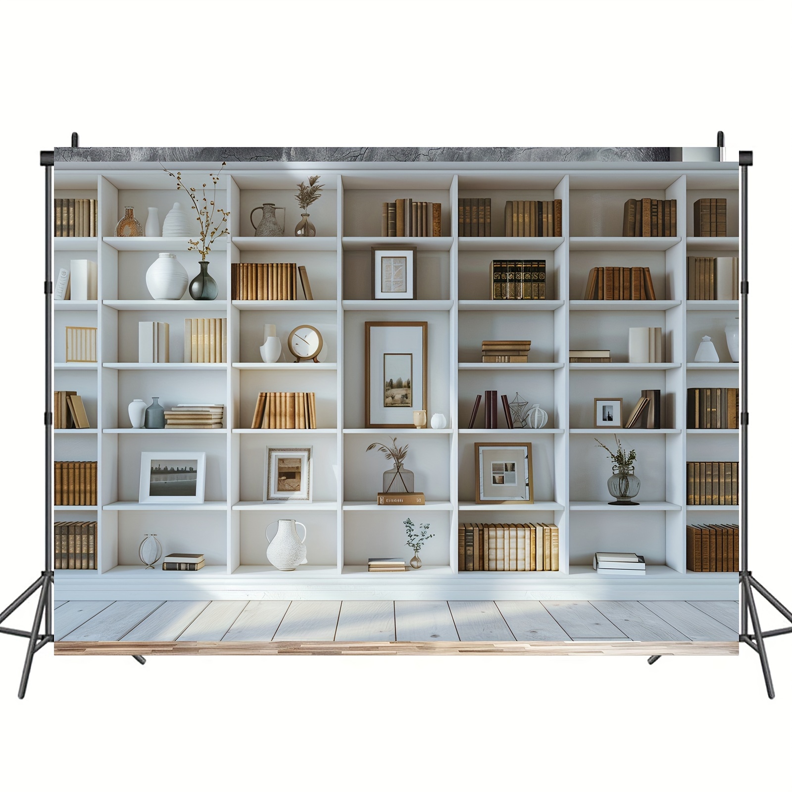 1pc White Bookshelf background - đánh giá và giá Home Office Zoom Background Free