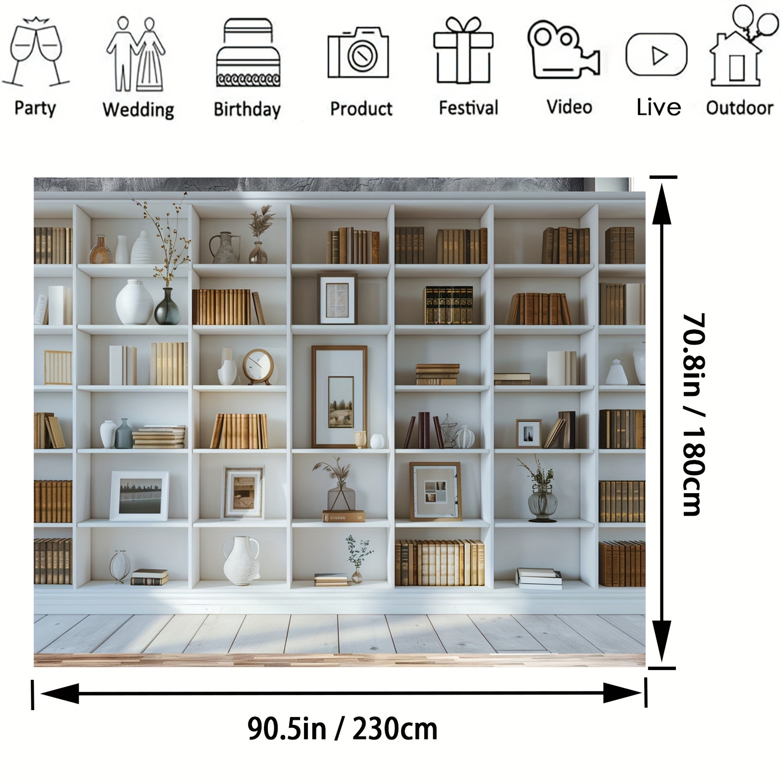 1pc White Bookshelf background - đánh giá và giá Home Office Zoom Background Free