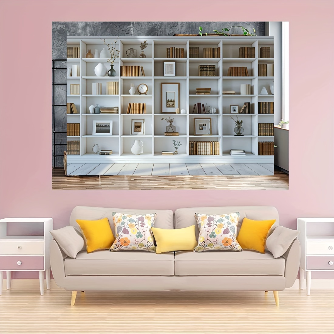 1pc White Bookshelf background - đánh giá và giá Home Office Zoom Background Free