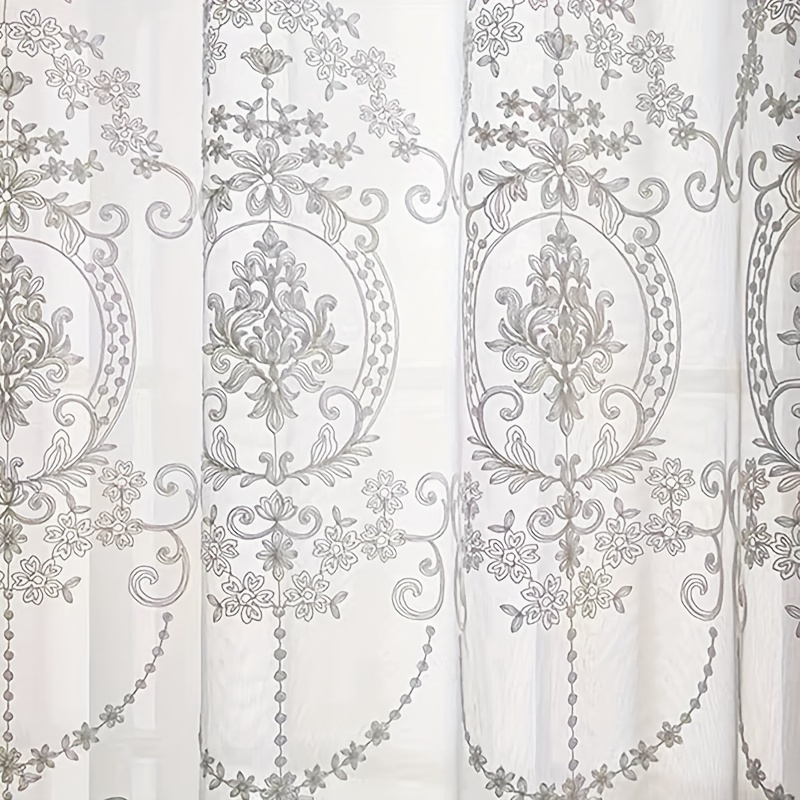 1pc White Embroidered Sheer Cu - đánh giá và giá Home Office Rate