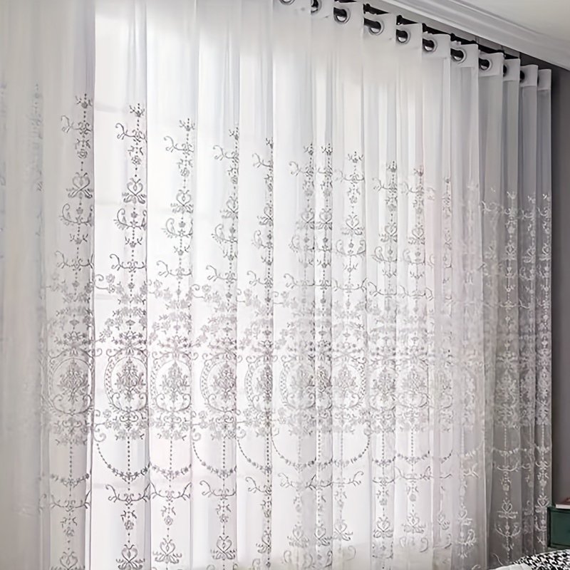 1pc White Embroidered Sheer Cu - đánh giá và giá Home Office Rate