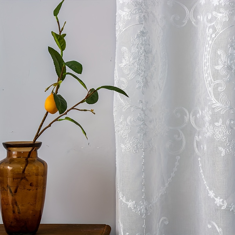 1pc White Embroidered Sheer Cu - đánh giá và giá Home Office Rate