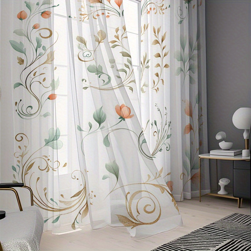 2PCS Digital Print Sheer Curta - đánh giá và giá Home Office Rate