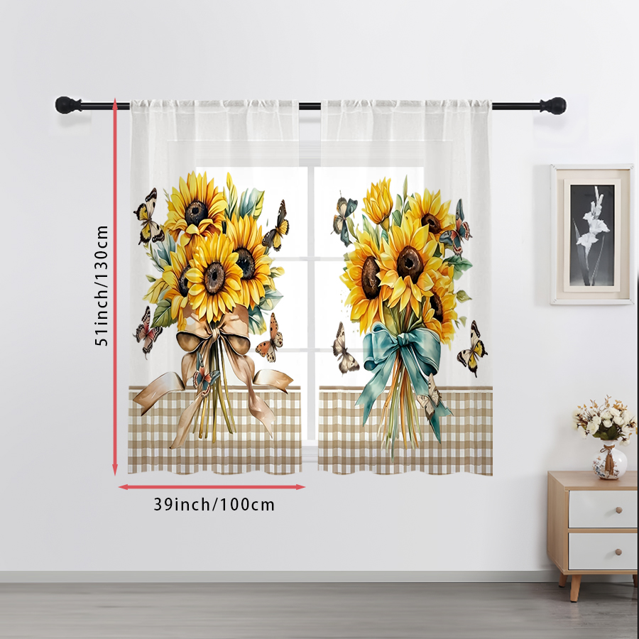 2PCS Digital Print Sheer Curta - đánh giá và giá Home Office Rate