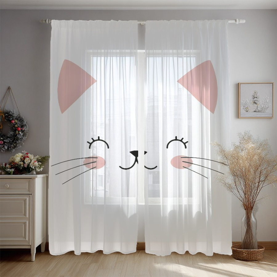 2PCS Digital Print Sheer Curta - đánh giá và giá Home Office Rate