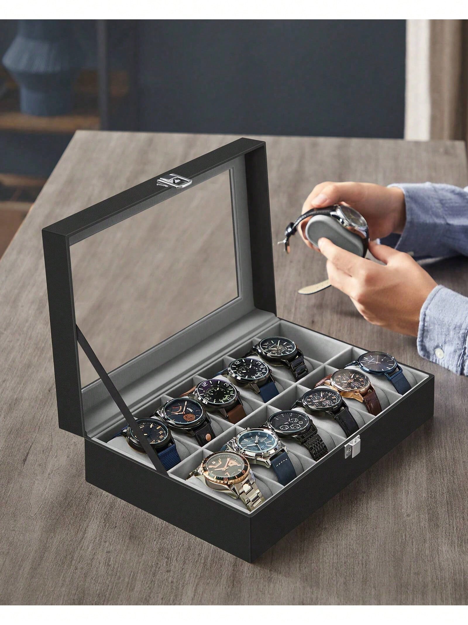 12-Slot Lockable Watch Box wit - đánh giá và giá File Cabinet Drawer