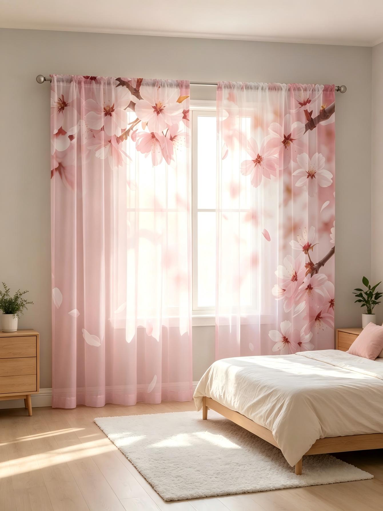 2PCS Digital Print Sheer Curta - đánh giá và giá Home Office Rate