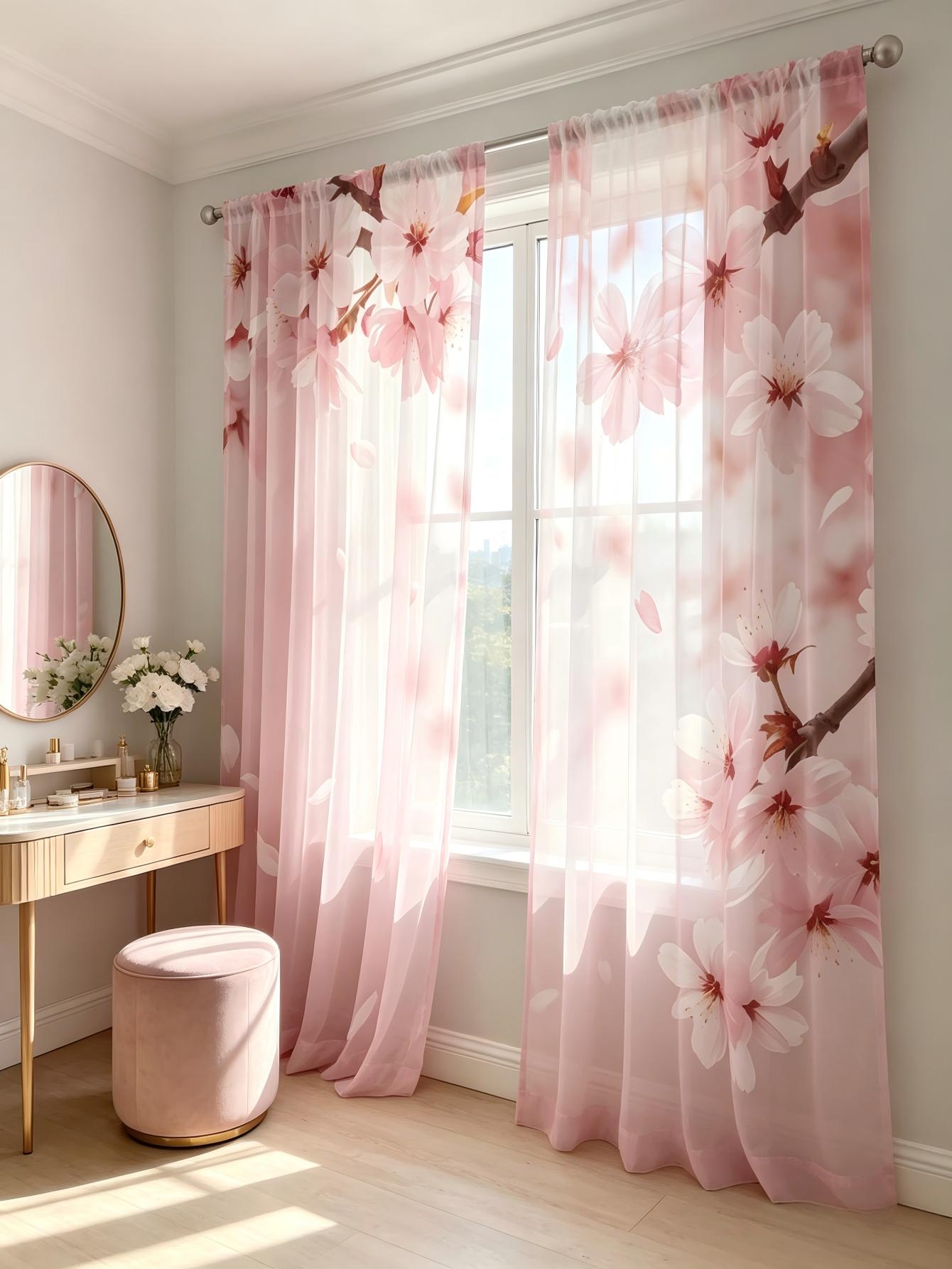 2PCS Digital Print Sheer Curta - đánh giá và giá Home Office Rate