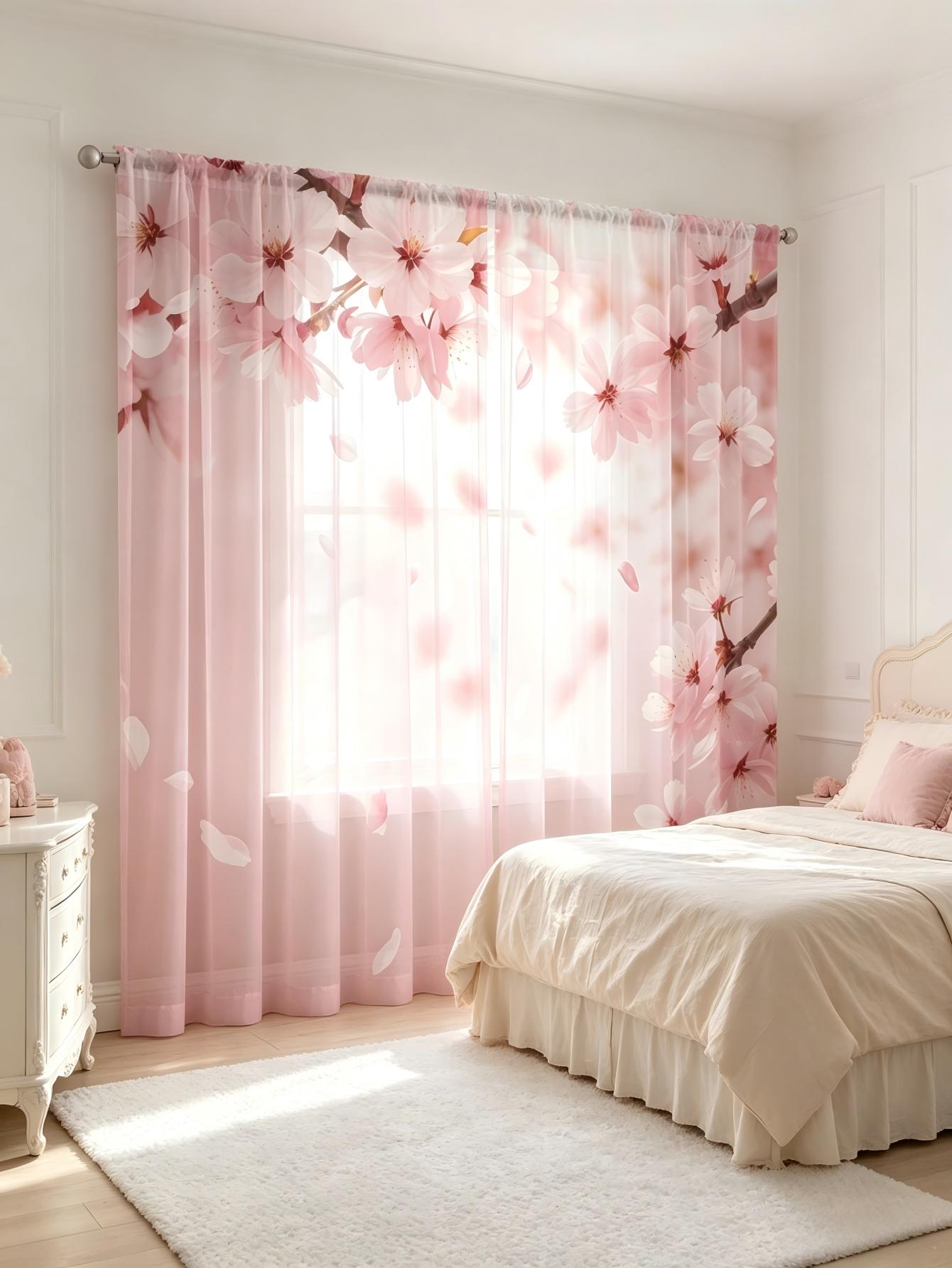 2PCS Digital Print Sheer Curta - đánh giá và giá Home Office Rate