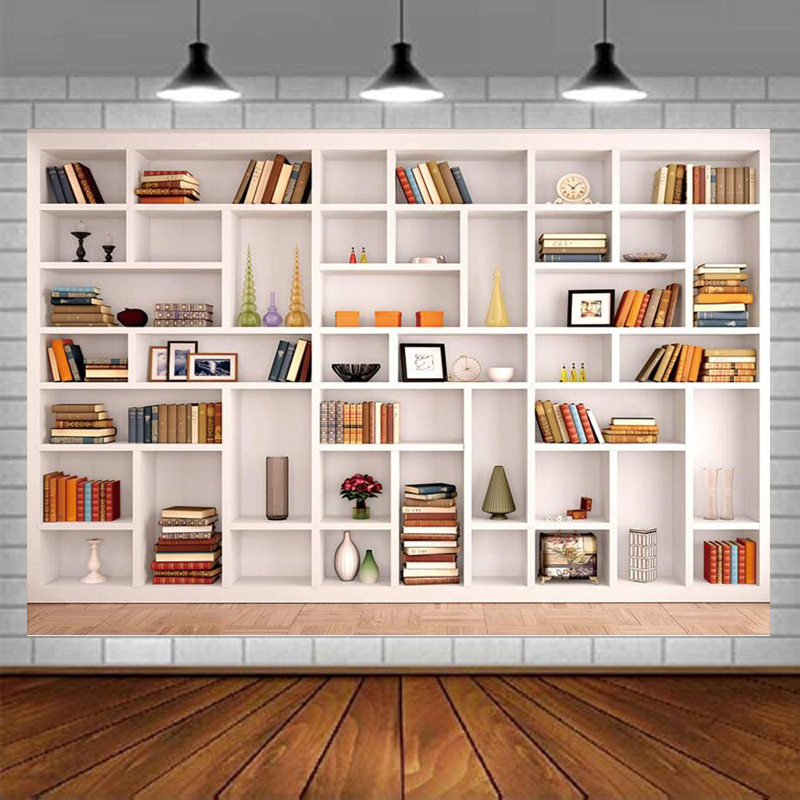 White Bookshelf Photography Ba - đánh giá và giá Home Office Zoom Background Free
